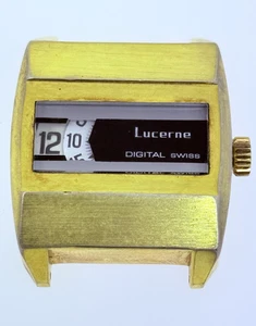VINTAGE LUCERNE JUMP HOUR SWISS "DIGITAL" WATCH - RHONDA MOVEMENT - FOR REPAIR - Picture 1 of 11