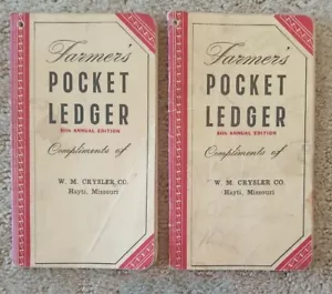 2 Vintage 1950-51 Farmer's Pocket Ledgers W. M. Crysler Co. Haiti, Missouri - Picture 1 of 6