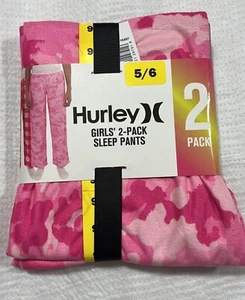 Hurley Girls’ 2 Pack Sleep Pants Size 5/6, Pink. New - Picture 1 of 2