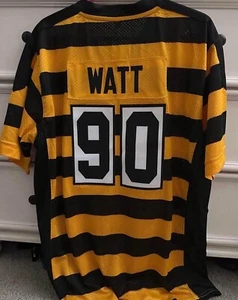 Camiseta deportiva Pittsburgh Steelers #90 TJ Watt, Bumble Bee talla 2XL estilo rugby cosida - Imagen 1 de 6