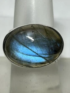 925 Labradorite Ring Size 6.5 - Picture 1 of 19