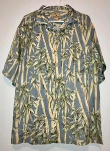JAMAICA JAXX 100% Silk Men's L Large Hawaiian Shirt Bamboo Design - Picture 1 of 3