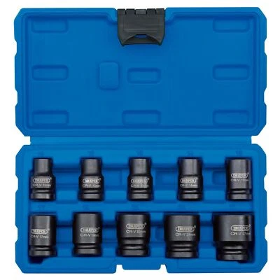 1x 10 Piece Draper 1/2" Square Drive Metric Impact Socket Set - Image 1 of 4