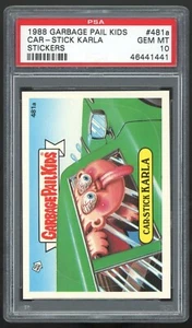 Garbage Pail Kids 12ª Serie #481a Car-Stick Karla Pzl Vista Previa PSA 10 GEMA COMO NUEVO - Imagen 1 de 3