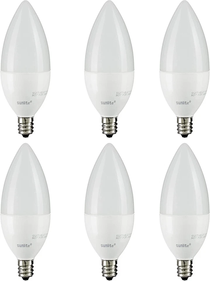 LED B11 Frost Torpedo Tip Chandelier Bulb 4.5W (40W) E12 30K Warm White - 6 Pack - Image 1 of 2