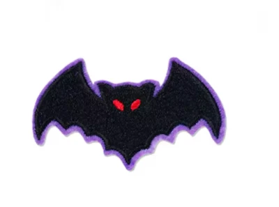 HALLOWEEN - BLACK BAT with Red Eyes - Embroidered Iron-On/Sew Patch - Image 1 of 3