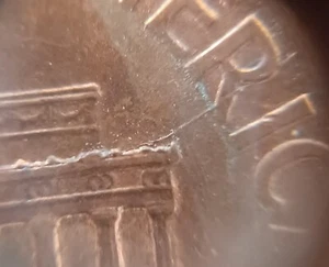 1997 Lincoln Memorial Penny 1 Cent Long Die Break From Building To Rim Reverse - Picture 1 of 4