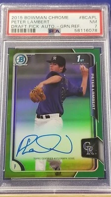 Peter Lambert - 2015 Bowman Draft Chrome Autograph Green Refractor   PSA 7 - Image 1 of 2
