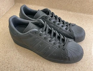Adidas Originals Superstar Allover Trefoils Carbon Black Men's Shoes Size 10 - Picture 1 of 6