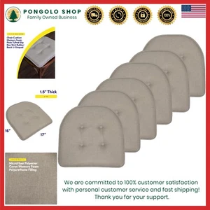 Durable Tufted Chair Cushions - Set of 6 Memory Foam Pads with Non-Slip Back - Picture 1 of 8