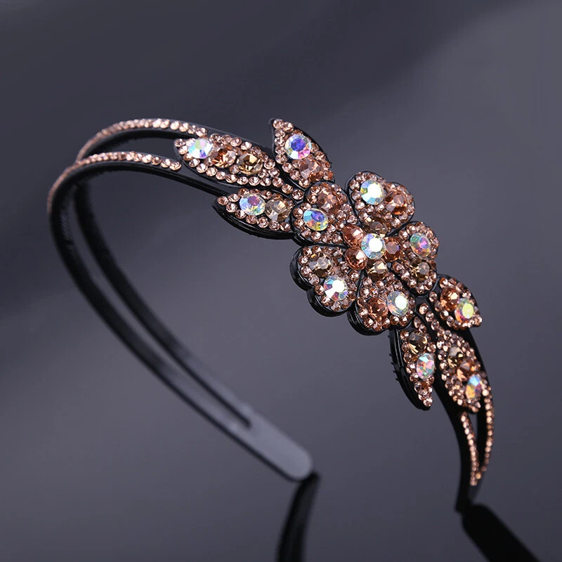 Nueva diadema antideslizante para mujer con diamantes de imitación brillantes diadema flor cristal diadema Foto 1 de 4