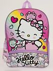 Sanrio Hello Kitty 16" School Backpack Girls Book Bag Hearts Cup Cake Travel Bag