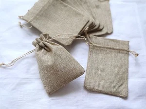 100 Hessian Burlap Favour Bag Wedding Bomboniere Rustic Pouch Vintage Party Gift - Picture 1 of 6