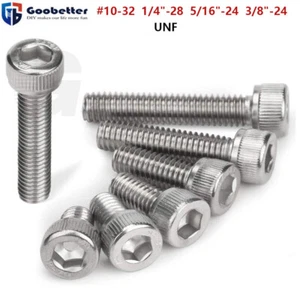 UNF Socket Cap Head Screws A2 Stainless Steel Allen key Bolts 1/4,5/16,3/8"-24 - Picture 1 of 11