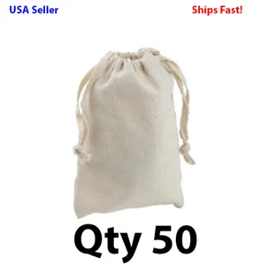 Qty 50 Cotton Gift Bags Party Pouches Sunglasses Wedding Favor Jewelry Bag 6"x4" - Picture 1 of 2