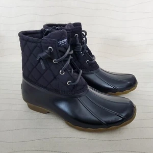 Sperry Youth Girls Top-Sider Saltwater Black Duck Boots Shoes STK163618 Sz 4M - Picture 1 of 10
