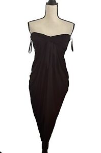 BCBGMaxAzria Black Strapless Classic LBD Tulip Hem V-Neck Tube Dress size Small