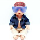 30cm Baby Doll With Blue Jacket, Beige Pants, Headband And Sunglasses 