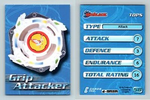 Grip Attacker #58 Beyblade 2003 Cards Inc. Trading Card