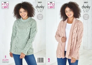 King Cole Knitting Pattern 5821 Women's Cardigan & Sweater in Big Value Chunky - Picture 1 of 2