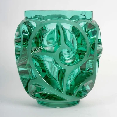 Vase Art Déco Tourbillons Cristal Vert Lalique France Green Crystal New In Box - Photo 1/4
