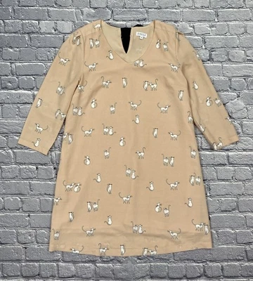 Vestido Claudie Pierlot Talla 38 Melocotón Gato Estampado Lazo Kawaii Chic Parisino Lujo Foto 1 de 4