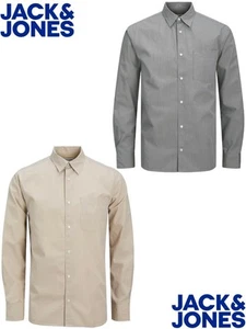 Jack & Jones Mens Cotton Shirts, Full Sleeve Button Down Polo Shirts for Men UK - Picture 1 of 5