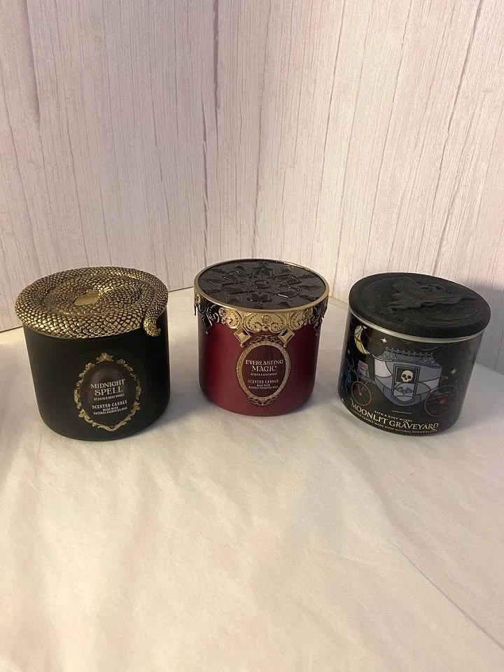 3 Bath & Body Works 2023 Halloween Wick Specialty Lid Candles Spell Magic Grave - Image 1 of 1