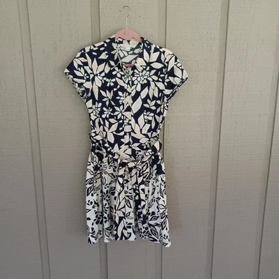 Диана фон Furstenberg алый цветочный рубашка платье размер 10 женский хлопок галстук талии - Изображение 1 из 4