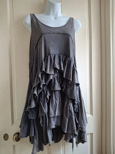  All Saints Priya Racer Dress UK10 12 Grey Jersey  Ruffles Distressed Boho  - Picture 1 of 9