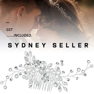 2PCS Bridal Headpieces Crystal Wedding Accessories White Jewelry Hair Comb Party - Picture 1 of 5
