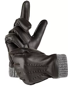 Leather Winter Gloves, Cashmere Lined Driving/Motorcycle Gloves - Picture 1 of 4