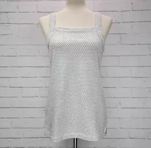 Camiseta sin mangas Ann Taylor LOFT para mujer blanca cuello cuadrado punto negro talla M tejido elástico - Imagen 1 de 10