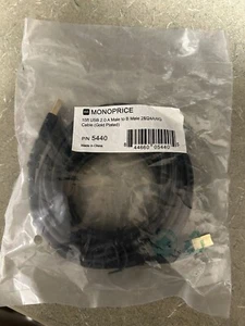 Monoprice USB Type-A to USB Type-B 2.0 Cable, 28/24AWG, Gold Plated, Black, 15ft - Bild 1 von 7