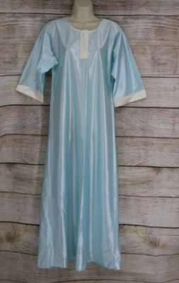 Camisón azul satinado manga corta vintage Sears para mujer talla pequeña 8/10 Foto 1 de 4