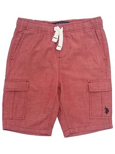 U.S. Polo Assn. Boys Red Chambray Cargo Pocket Shorts With Drawstring - Picture 1 of 1