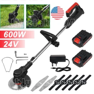 24V Electric Cordless Grass String Trimmer Lawn Edger Weed Cutter w/ 2 Battery - Picture 1 of 12