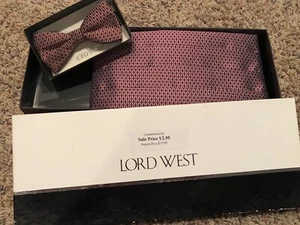 Lord West Cummerbund and Bow Tie and Braces EUC Red Diamond - Picture 1 of 11