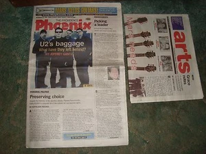 U2 PROVIDENCE PHOENIX GIORNALE NOV 2000 DUE SEZIONI BORDO BONO - Foto 1 di 2