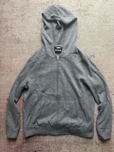Monrow 100% Cashmere Gray Zip Up Hoodie XS Soft Classic Essential Wardrobe Piece - Picture 1 of 3