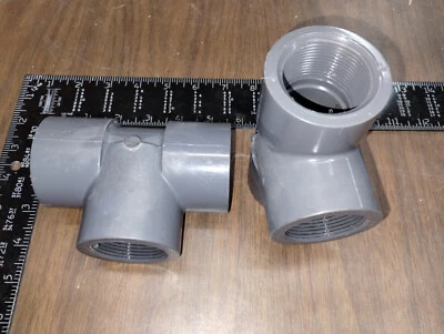 LOT OF 2 1.5" THREADED PVCI Schedule 80 TEE T NFS-PW NNB SPEARS PVC - Image 1 of 3