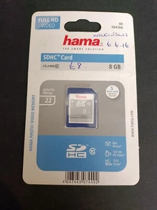 Hama 8GB SD HC Class 10 Memory Card Brand New Unopened VGC - Picture 1 of 4