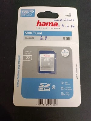Hama 8GB SD HC Class 10 Memory Card Brand New Unopened  - Image 1 of 4