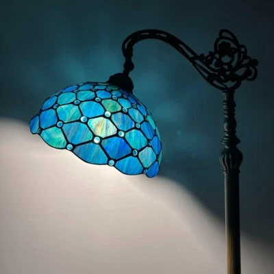 Tiffany Style Floor Lamp Blue Stained Glass Crystal Beans LED Bulb Include 63"H - Image 1 of 4