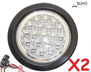 2 +++Bright Round White Truck Trailer 4" Back-up Reverse Fog LED LIGHT Grommet - Picture 1 of 9