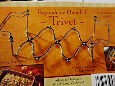 Expandable Handled Trivet Adjusts to Hold Up To 9'' X 13'' Large Cookware #6161 - Image 1 of 4