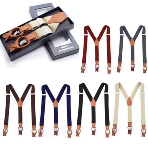 Wide Suspenders 35mm Adjustable Clip On Heavy Duty Elastic Mens Braces Trousers - Picture 1 of 30