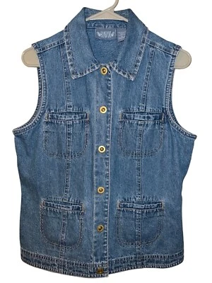 Blassport Denim Vest Size M – Vintage Utility Style, 100% Cotton, Snap Button - Image 1 of 4