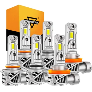 AUXBEAM 9005 9006 H11 LED Headlight Kit Bulbs High Low Beam White 6500K 25000LM - Picture 1 of 18