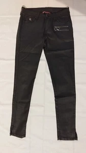 Jeans Hose Gr 26 EU 34 schwarz Strech Reißverschluss beschichtet Universal Denim - Bild 1 von 5